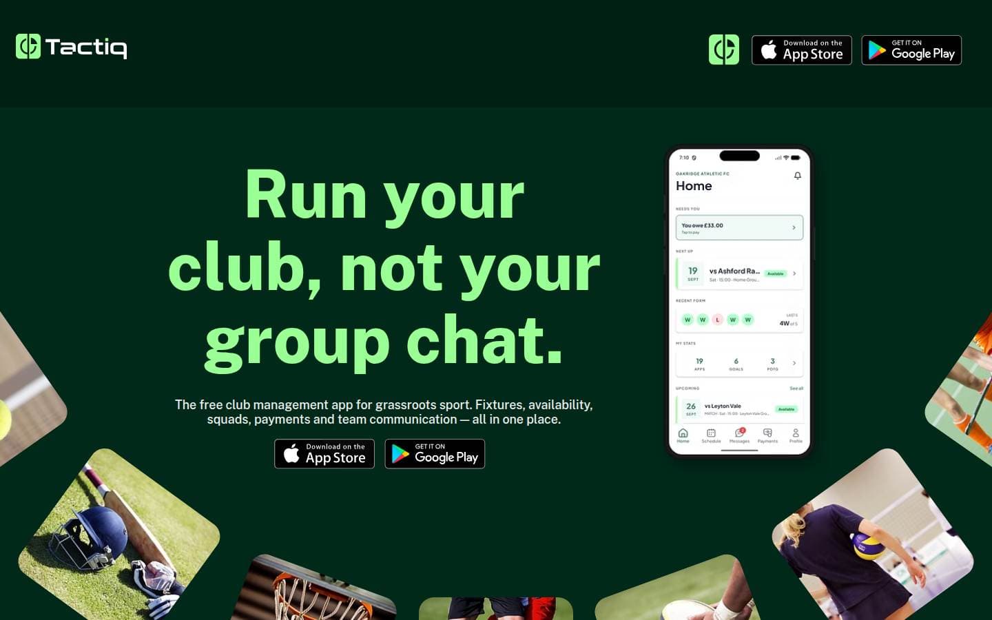TactiqClub homepage, with the product shown on a phone.